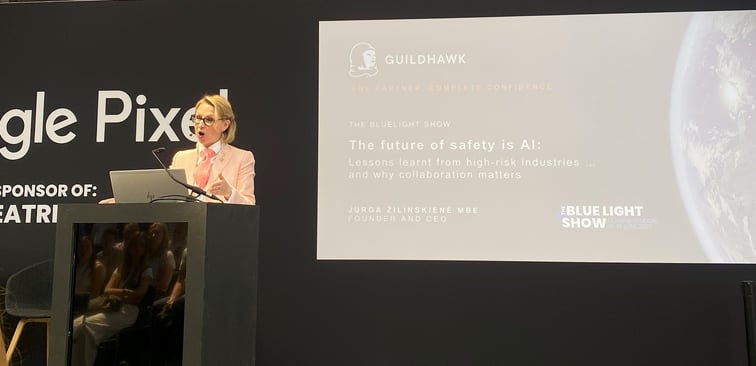 Jurga Zilinskiene MBE speaks at the Blue Light Show 2025